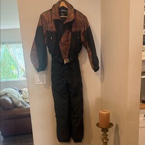Vintage Black and Multicolor Ski Jumpsuit